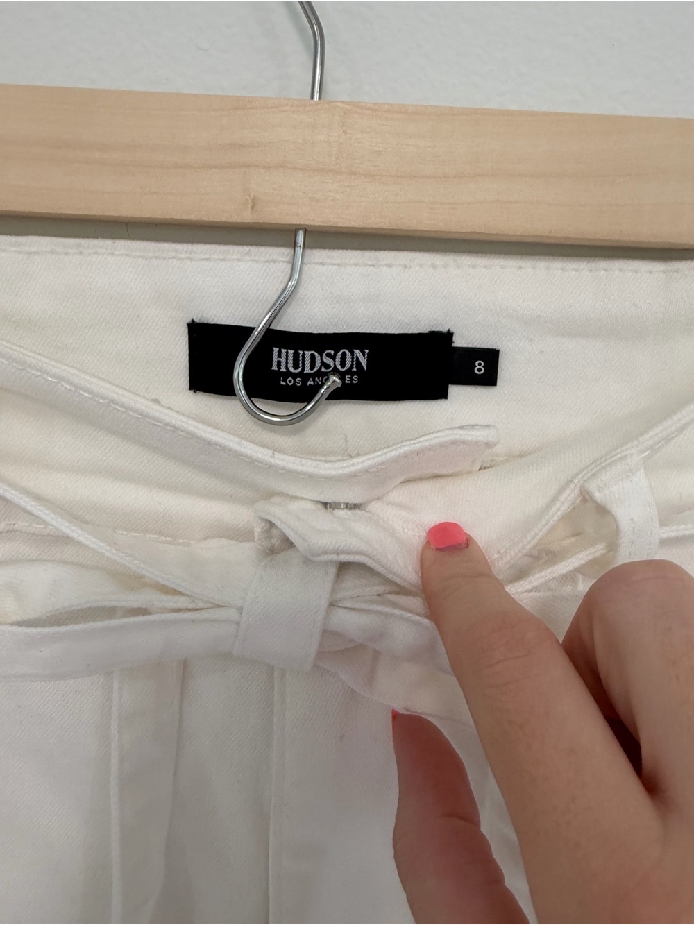 Hudson Wide Leg Pants White Coastal Resort High Rise Relaxed Casual Size 8 - Picture 6 of 7